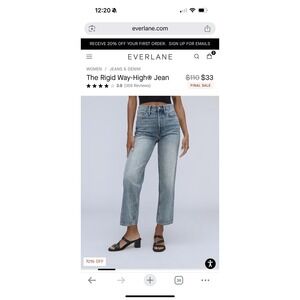 Everlane The 90s Way High Jean Light Wash Denim Women Size 24 Long